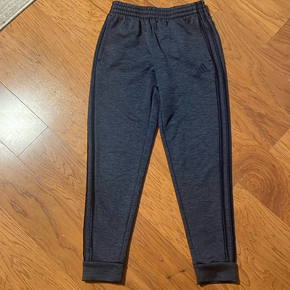 Boys navy blue adidas athletic pants. Size 10-12.